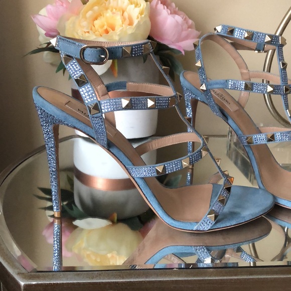 VALENTINO Rockstud Ankle Strap Crystal Sandals high-heel - Picture 6 of 16